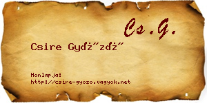 Csire Győző névjegykártya